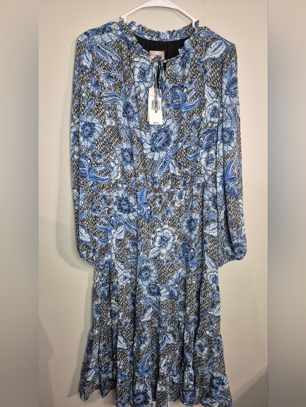 Philosophy Blue Paisley Floral Long Sleeve Dress Size Large